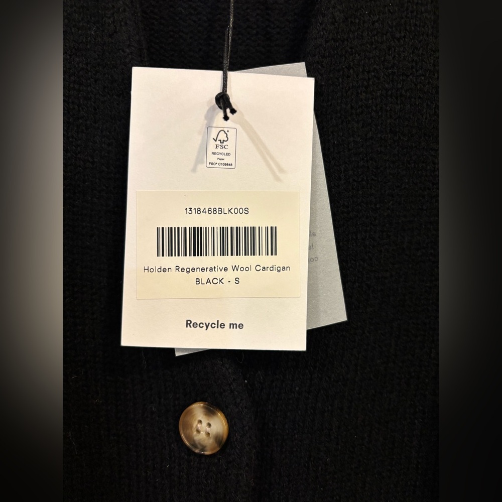 NWT Reformation Holden Regenerative Wool Cardigan Black Small - Picture 6 of 9